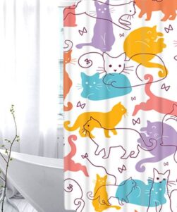 Shower Curtain With Cute Cats On It