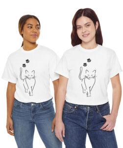 black cat t-shirt white color with models
