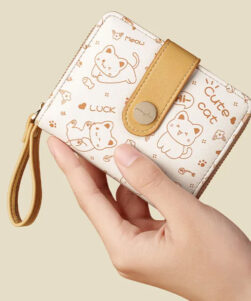 brown color cute cat wallet