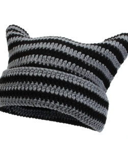 beanie with cat ears grey