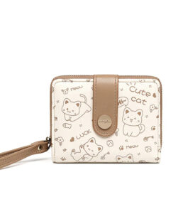 cute cat wallet brown color