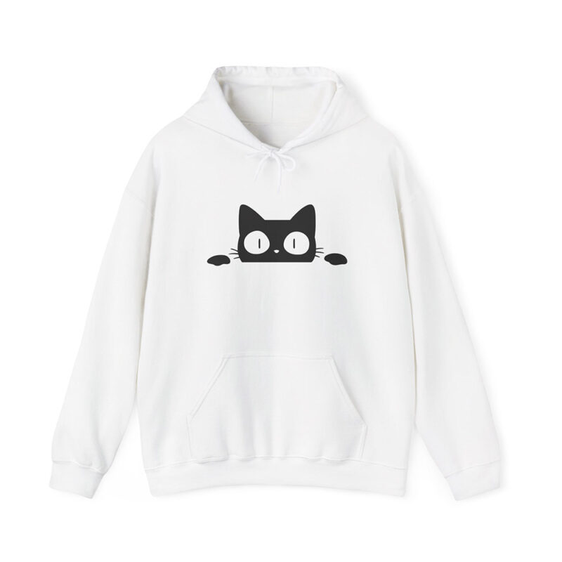 Premium Mid-Weight Hoodie with Peeking Cat