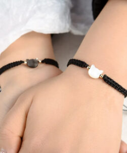 white and black moonstone cat bracelets