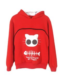 Hoodie-With-Cat-Pocket-Red