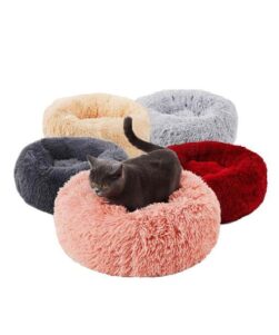 Fluffy Cat Bed Pink Beige Grey