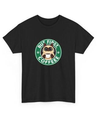 but first coffee cat t-shirt black