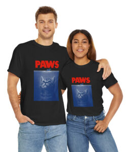 paws cat t-shirt black color
