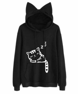 Black color cat hoodie with ears