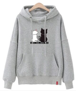 Grey colour cat hoodie