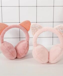 Cat ear muffs pink and red