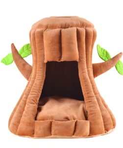 Tree stump cat bed
