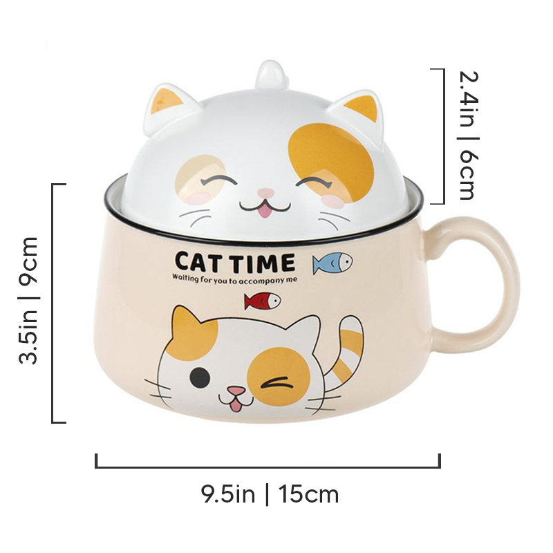 Cat Ramen Bowl With Lid 37oz Catastic