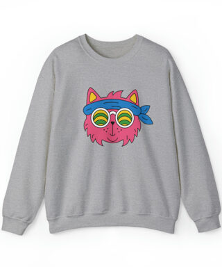 cat face sweatshirt grey