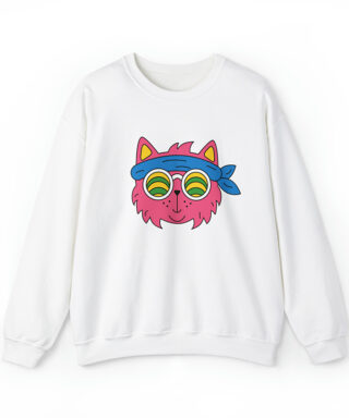 cat face sweatshirt white