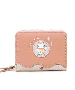 lucky cat wallet pink color