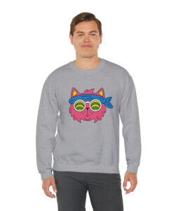 model cat face sweatshirt grey