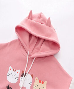 pink japanese cat hoodie ears