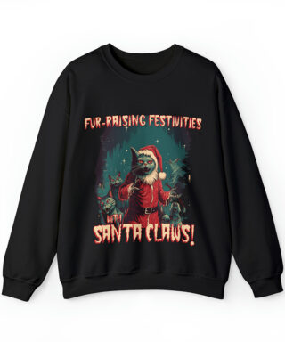 creepy christmas sweatshirt with a cat claws