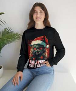 jingle paws jingle claws creepy christmas sweatshirt