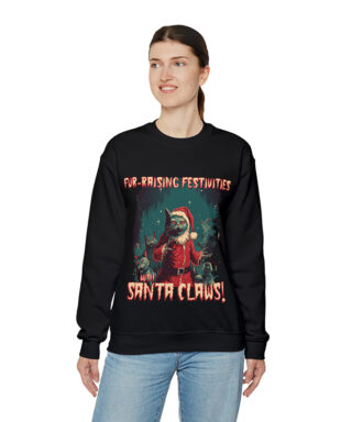 santa claws creepy cat christmas sweatshirt
