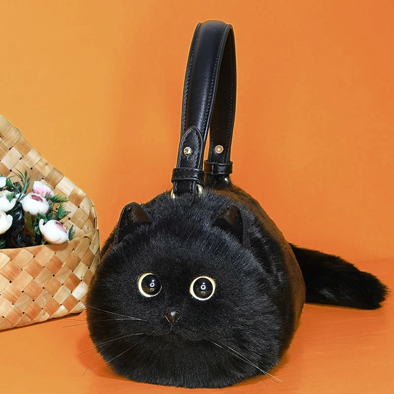 black cat handbag realistic