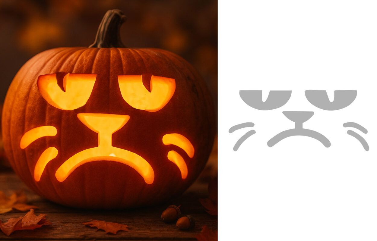 sad cat pumpkin carving