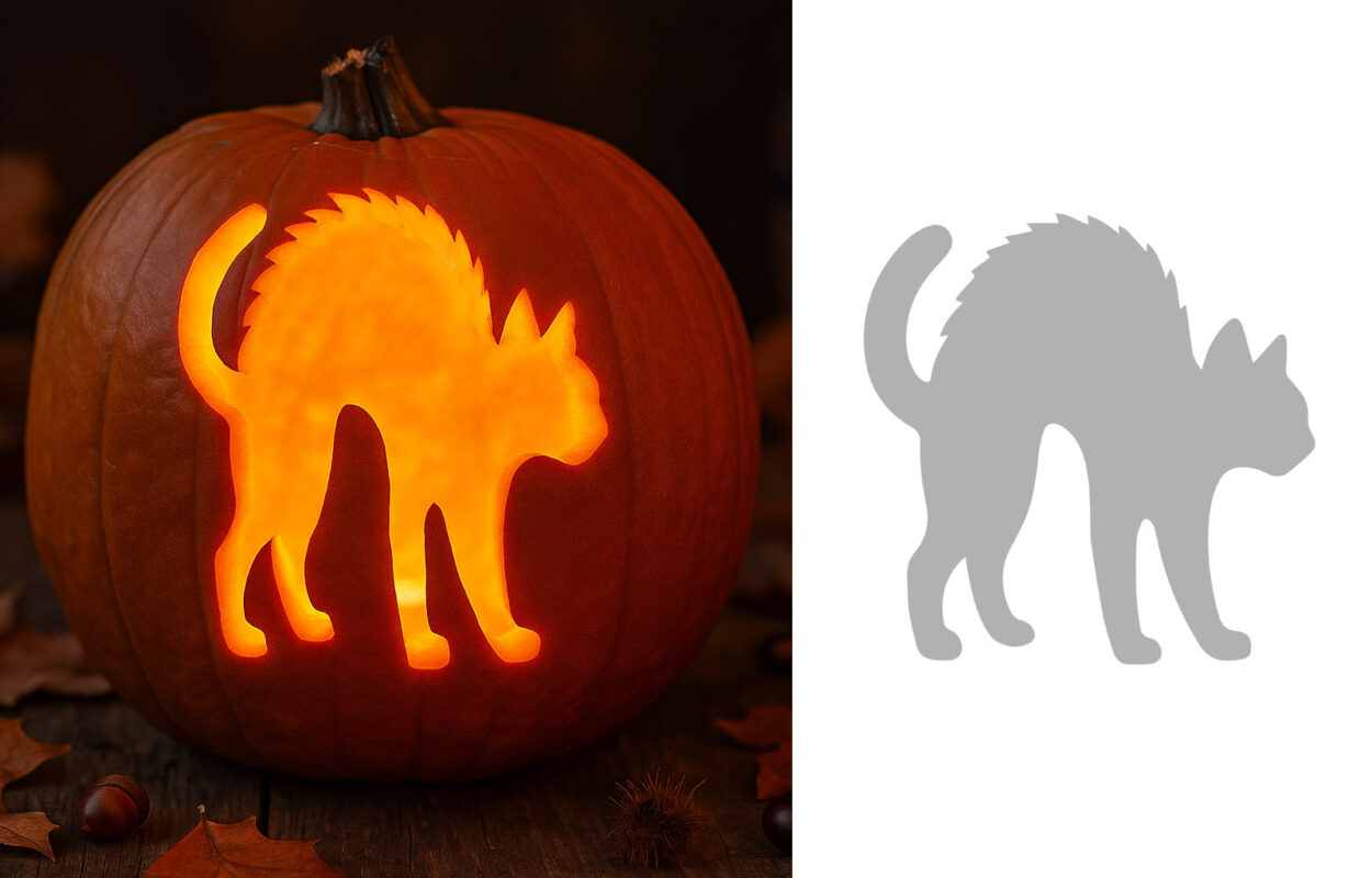 arched back cat pumpkin carving idea