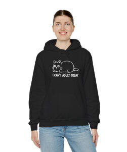can't adult cat hoodie black with model