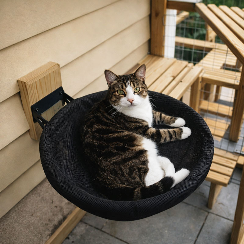 Foldable wall-mounted cat hammock for elevated lounging