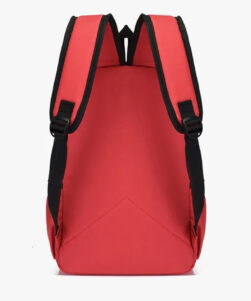 Back view of cute cat backpack for school showing padded ergonomic shoulder straps and physiological curve back panel